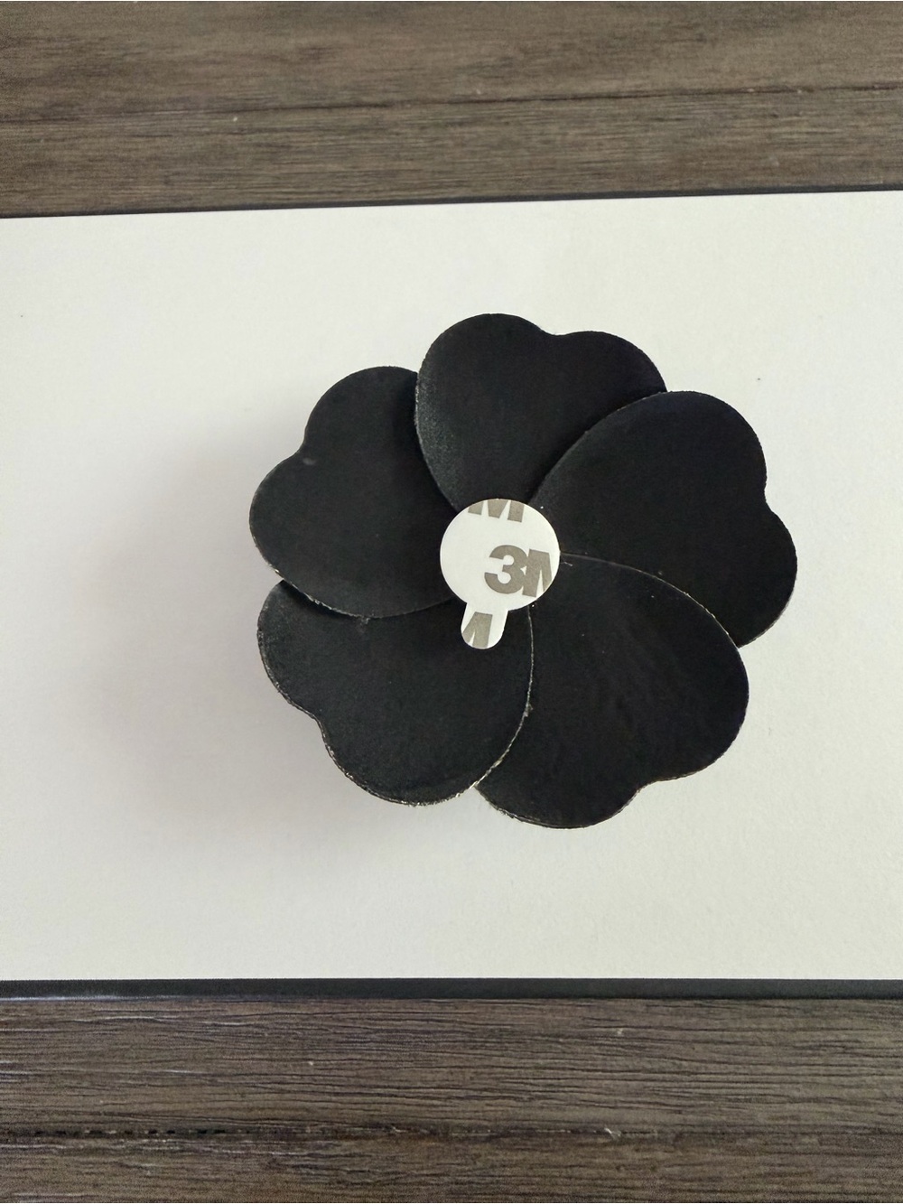 CHANEL Black Fabric Camellia with White and Gold Accents - Picture 4 of 4
